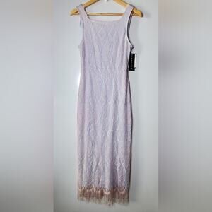 Vintage 90s Connected Apparel Lace and fringe maxi dress fully lined Size 8